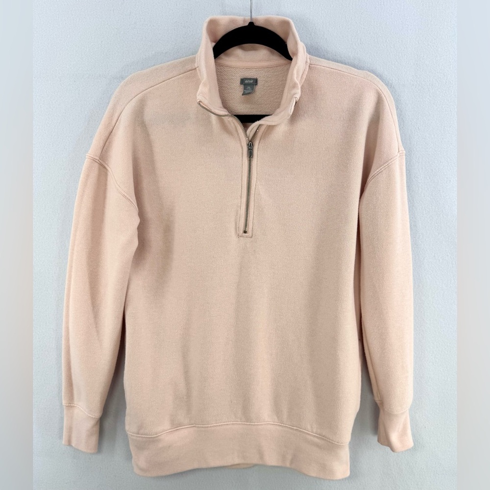 Aerie Women’s Light Peach Quarter Zip Up Pullover Sweatshirt Sz Xxs Pockets